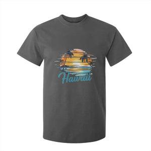 Retro Sunset Palm Tree Hawaii T Shirt For Kid Tropical Vacation Graphic TS12 Dark Heather Print Your Wear
