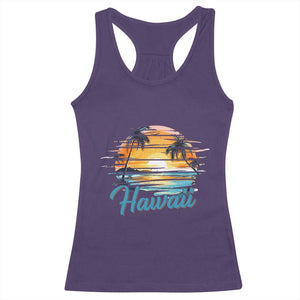 Retro Sunset Palm Tree Hawaii Racerback Tank Top Tropical Vacation Graphic TS12 Purple Print Your Wear