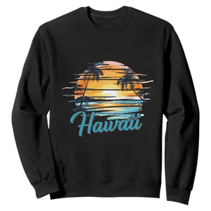 Retro Sunset Palm Tree Hawaii Sweatshirt Tropical Vacation Graphic