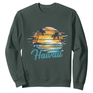 Retro Sunset Palm Tree Hawaii Sweatshirt Tropical Vacation Graphic