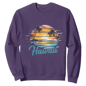 Retro Sunset Palm Tree Hawaii Sweatshirt Tropical Vacation Graphic