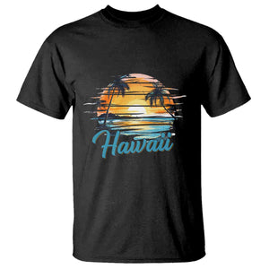 Retro Sunset Palm Tree Hawaii T Shirt Tropical Vacation Graphic