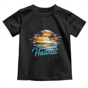 Retro Sunset Palm Tree Hawaii Toddler T Shirt Tropical Vacation Graphic TS12 Black Print Your Wear