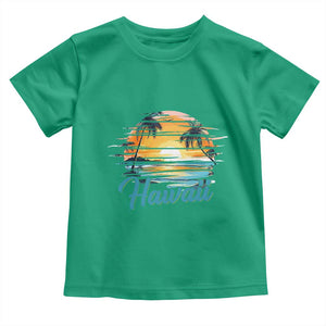 Retro Sunset Palm Tree Hawaii Toddler T Shirt Tropical Vacation Graphic TS12 Irish Green Print Your Wear