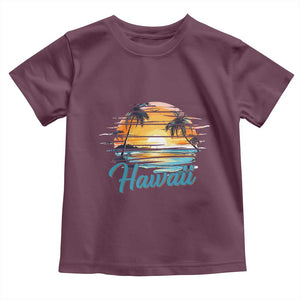 Retro Sunset Palm Tree Hawaii Toddler T Shirt Tropical Vacation Graphic TS12 Maroon Print Your Wear