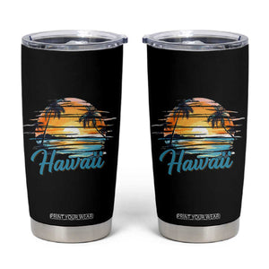 Retro Sunset Palm Tree Hawaii Tumbler Cup Tropical Vacation Graphic TS12 Black Print Your Wear