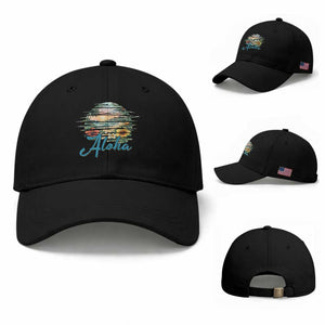 Vintage Hawaii Hibiscus Floral Baseball Cap Tropical Beach Vacation Graphic TS12 Baseball Cap Universal Fit Black Print Your Wear