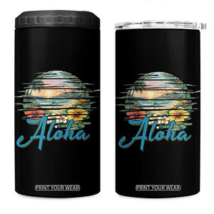 Vintage Hawaii Hibiscus Floral 4 in 1 Can Cooler Tumbler Tropical Beach Vacation Graphic TS12 One Size: 16 oz Black Print Your Wear