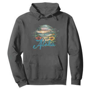 Vintage Hawaii Hibiscus Floral Hoodie Tropical Beach Vacation Graphic TS12 Dark Heather Print Your Wear
