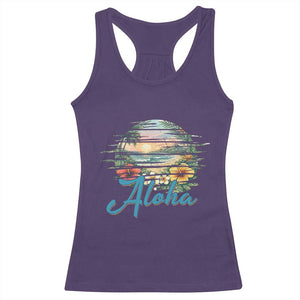 Vintage Hawaii Hibiscus Floral Racerback Tank Top Tropical Beach Vacation Graphic TS12 Purple Print Your Wear