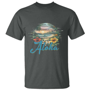 Vintage Hawaii Hibiscus Floral T Shirt Tropical Beach Vacation Graphic TS12 Dark Heather Print Your Wear