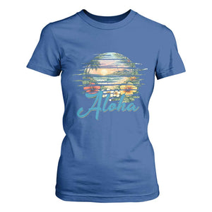Vintage Hawaii Hibiscus Floral T Shirt For Women Tropical Beach Vacation Graphic TS12 Royal Blue Print Your Wear