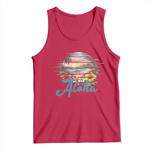 Vintage Hawaii Hibiscus Floral Tank Top Tropical Beach Vacation Graphic TS12 Red Print Your Wear