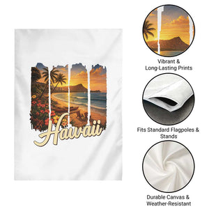 Vintage Hawaii Beach Travel Garden Flag Sunset Ocean Landscape