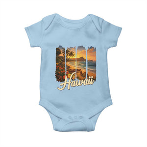 Vintage Hawaii Beach Travel Baby Onesie Sunset Ocean Landscape TS12 Light Blue Print Your Wear