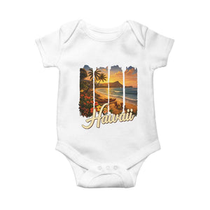 Vintage Hawaii Beach Travel Baby Onesie Sunset Ocean Landscape TS12 White Print Your Wear