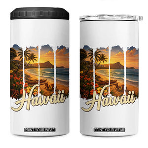 Vintage Hawaii Beach Travel 4 in 1 Can Cooler Tumbler Sunset Ocean Landscape TS12 One Size: 16 oz White Print Your Wear
