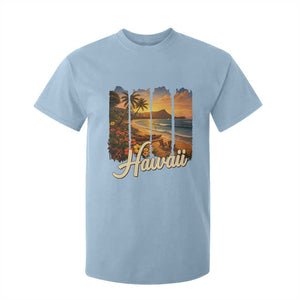 Vintage Hawaii Beach Travel T Shirt For Kid Sunset Ocean Landscape TS12 Light Blue Print Your Wear