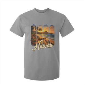 Vintage Hawaii Beach Travel T Shirt For Kid Sunset Ocean Landscape TS12 Sport Gray Print Your Wear