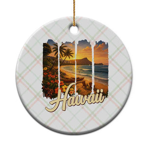 Vintage Hawaii Beach Travel Ceramic Ornament Sunset Ocean Landscape TS12 1pc Christmas Plaid Print Your Wear