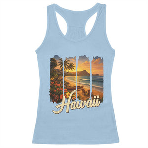 Vintage Hawaii Beach Travel Racerback Tank Top Sunset Ocean Landscape TS12 Light Blue Print Your Wear