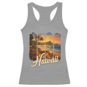 Vintage Hawaii Beach Travel Racerback Tank Top Sunset Ocean Landscape TS12 Sport Gray Print Your Wear