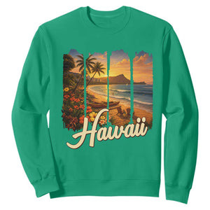 Vintage Hawaii Beach Travel Sweatshirt Sunset Ocean Landscape TS12 Irish Green Print Your Wear