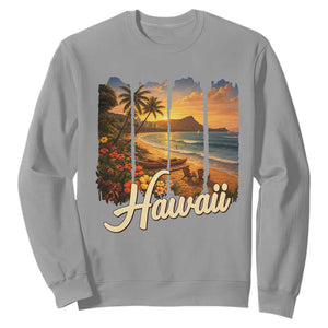 Vintage Hawaii Beach Travel Sweatshirt Sunset Ocean Landscape TS12 Sport Gray Print Your Wear