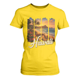 Vintage Hawaii Beach Travel T Shirt For Women Sunset Ocean Landscape TS12 Daisy Print Your Wear