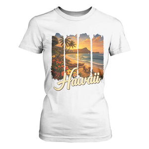 Vintage Hawaii Beach Travel T Shirt For Women Sunset Ocean Landscape TS12 White Print Your Wear