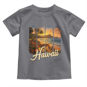 Vintage Hawaii Beach Travel Toddler T Shirt Sunset Ocean Landscape TS12 Charcoal Print Your Wear