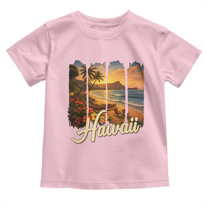Vintage Hawaii Beach Travel Toddler T Shirt Sunset Ocean Landscape TS12 Light Pink Print Your Wear