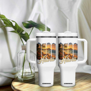 Vintage Hawaii Beach Travel Tumbler With Handle Sunset Ocean Landscape TS12 Print Your Wear