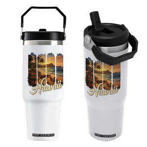 Vintage Hawaii Beach Travel Flip Straw Tumbler Sunset Ocean Landscape TS12 One Size: 30 oz White Print Your Wear