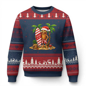 Funny Tung Tung Sahur Christmas In July Ugly Christmas Sweater Beach Party Vacation TS12 Navy Red Print Your Wear