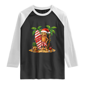 Funny Tung Tung Sahur Christmas In July Raglan Shirt Beach Party Vacation TS12 Black White Print Your Wear