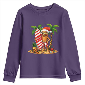 Funny Tung Tung Sahur Christmas In July Youth Sweatshirt Beach Party Vacation TS12 Purple Print Your Wear