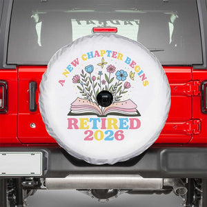 Women Retirement Life Spare Tire Cover Retired 2026 A New Chapter Begins Floral Book