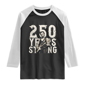 Vintage Abraham Lincoln Playing Guitar Raglan Shirt 250 Years Strong