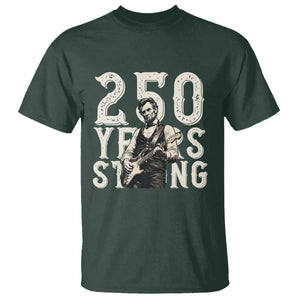 Vintage Abraham Lincoln Playing Guitar T Shirt 250 Years Strong TS12 Dark Forest Green Print Your Wear