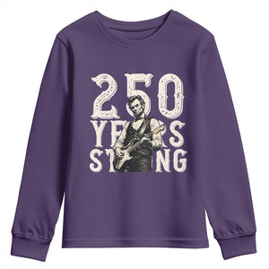 Vintage Abraham Lincoln Playing Guitar Youth Sweatshirt 250 Years Strong TS12 Purple Print Your Wear
