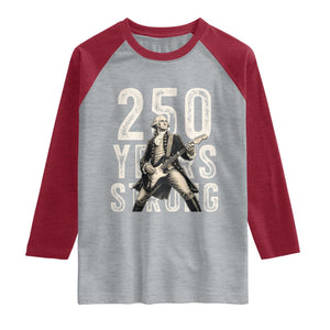 Vintage George Washington Playing Guitar Raglan Shirt 250 Years Strong TS12 Heather Gray Heather Red Print Your Wear
