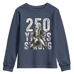 Vintage George Washington Playing Guitar Youth Sweatshirt 250 Years Strong TS12 Navy Print Your Wear
