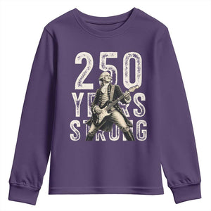 Vintage George Washington Playing Guitar Youth Sweatshirt 250 Years Strong TS12 Purple Print Your Wear