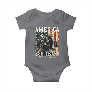 George Washington Abe Lincoln Playing Guitar Baby Onesie USA 250th Anniversary Guitarist Graphic TS12 Charcoal Print Your Wear