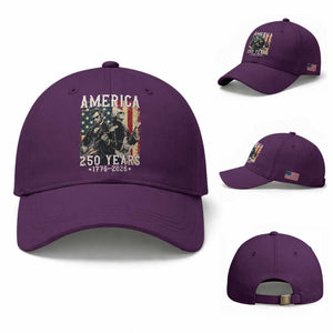 George Washington Abe Lincoln Playing Guitar Baseball Cap USA 250th Anniversary Guitarist Graphic TS12 Baseball Cap Universal Fit Purple Print Your Wear
