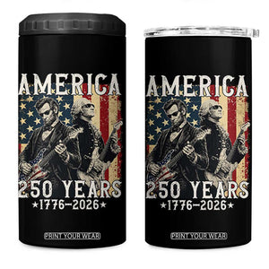 George Washington Abe Lincoln Playing Guitar 4 in 1 Can Cooler Tumbler USA 250th Anniversary Guitarist Graphic TS12 One Size: 16 oz Black Print Your Wear