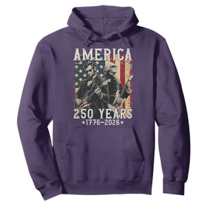 George Washington Abe Lincoln Playing Guitar Hoodie USA 250th Anniversary Guitarist Graphic TS12 Purple Print Your Wear