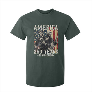 George Washington Abe Lincoln Playing Guitar T Shirt For Kid USA 250th Anniversary Guitarist Graphic TS12 Dark Forest Green Print Your Wear