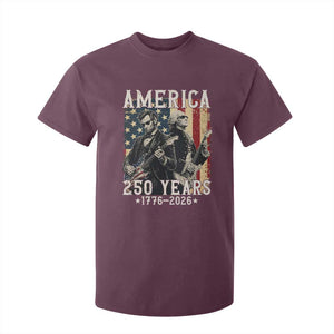 George Washington Abe Lincoln Playing Guitar T Shirt For Kid USA 250th Anniversary Guitarist Graphic TS12 Maroon Print Your Wear